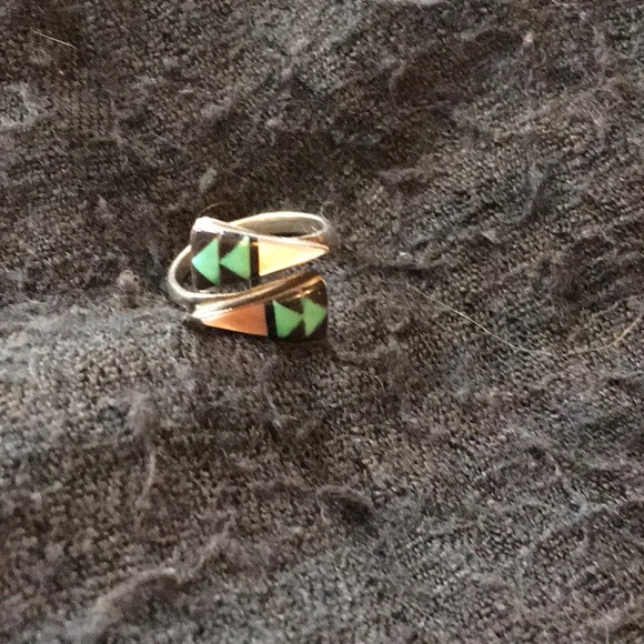 Vintage turquoise onyx abalone ring - Picture 1 of 1